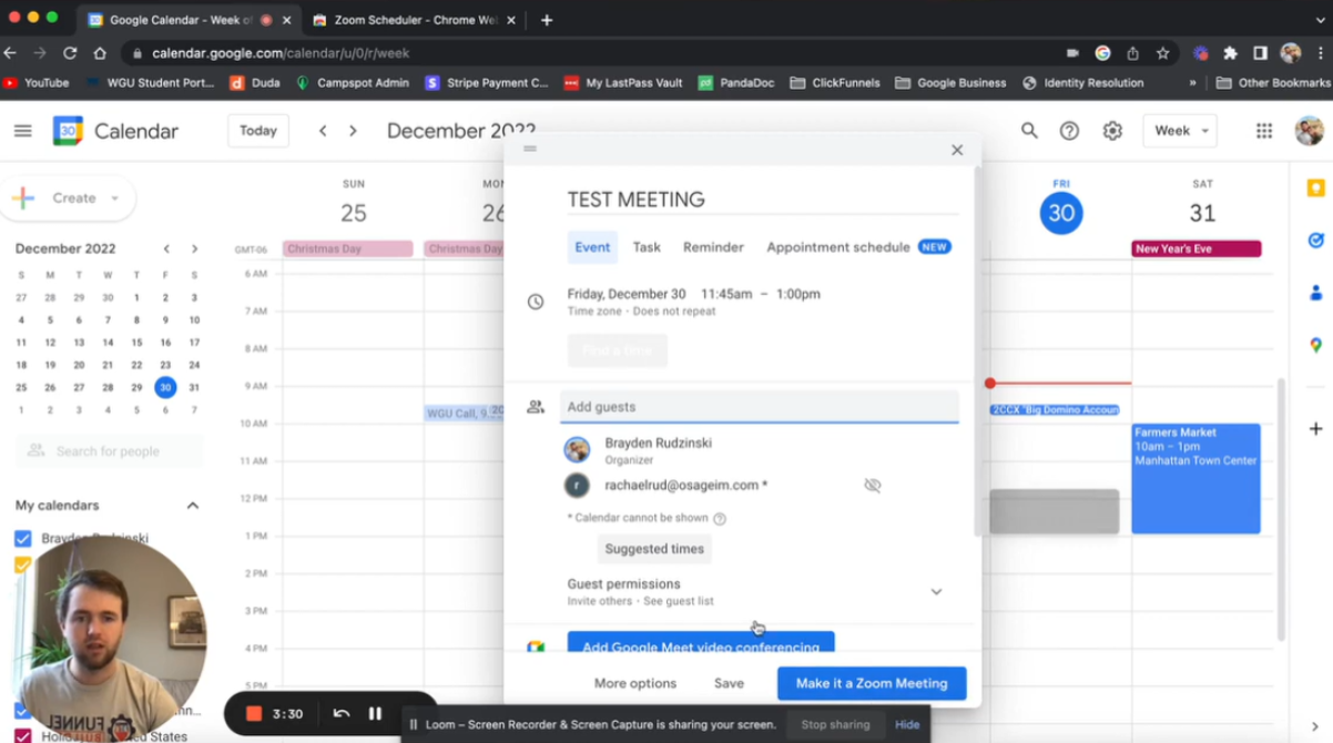 Walkthrough of adding the Google Calender x Zoom integration - source: https://www.youtube.com/watch?v=zJkPT_rplME