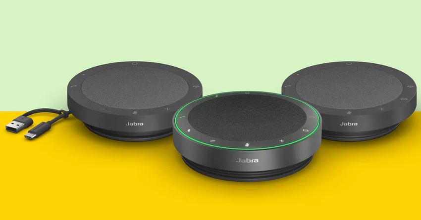 A view of all three Jaba Speak speakerphones. Source: https://ligo.co.uk/blogs/business/jabra-speak2-series-how-has-jabra-re-engineered-their-speakerphone-range