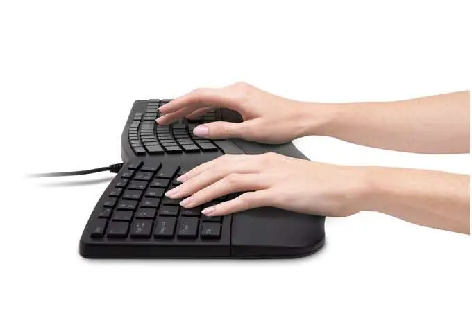 Demonstration of ergonomic keyboard positioning from https://posturestars.com/pro-fit-ergo-keyboard-review/