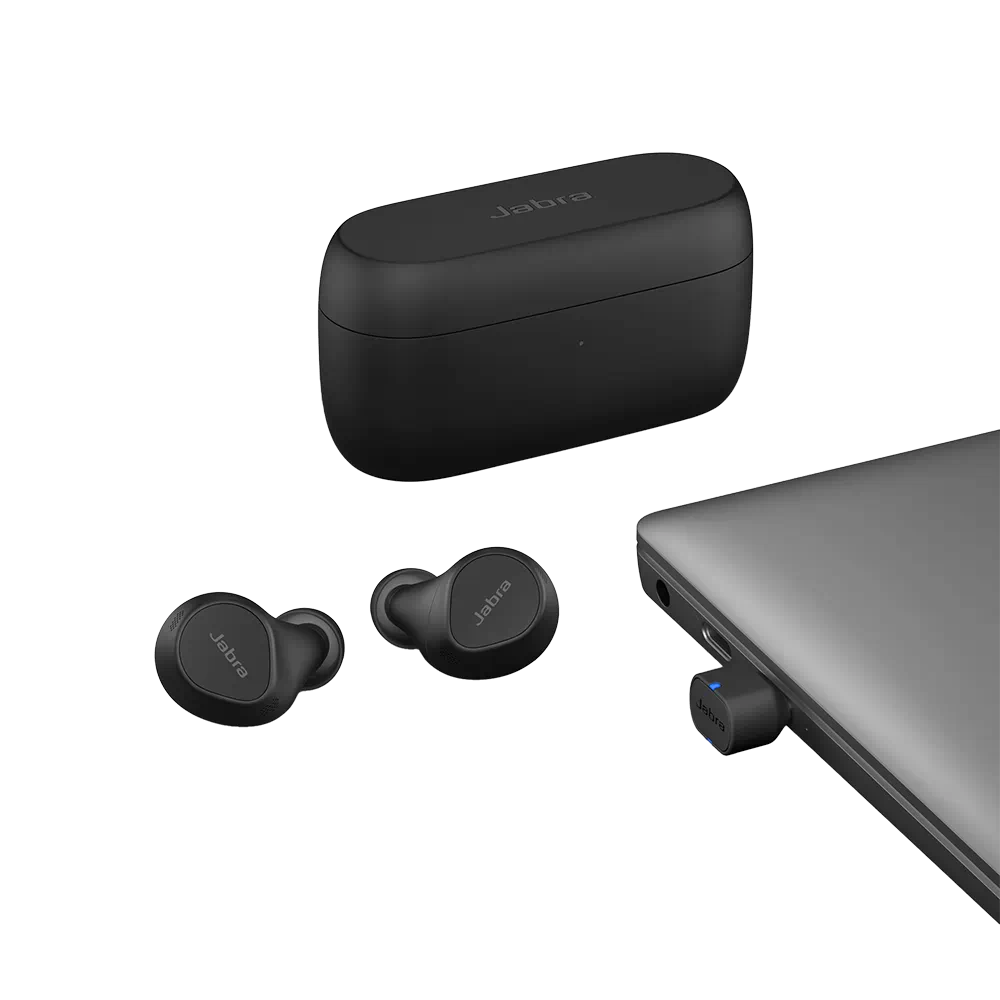 Jabra Evolve2 Buds USB-A UC Auriculares Bluetooth Negros + Almohadilla de Carga  Inalámbrica, PcComp