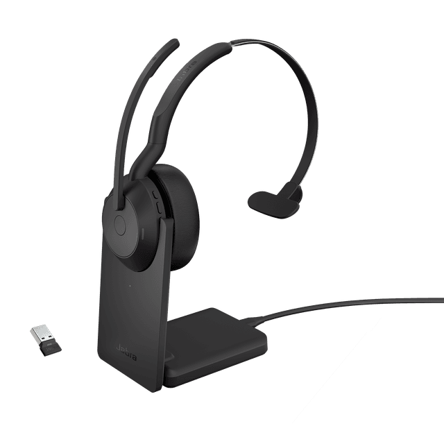 Jabra Evolve2 ワイヤレスヘッドセットをコンピュータに接続するには Jabra Evolve2 ワイヤレスヘッドセットをコンピュータに接続するには